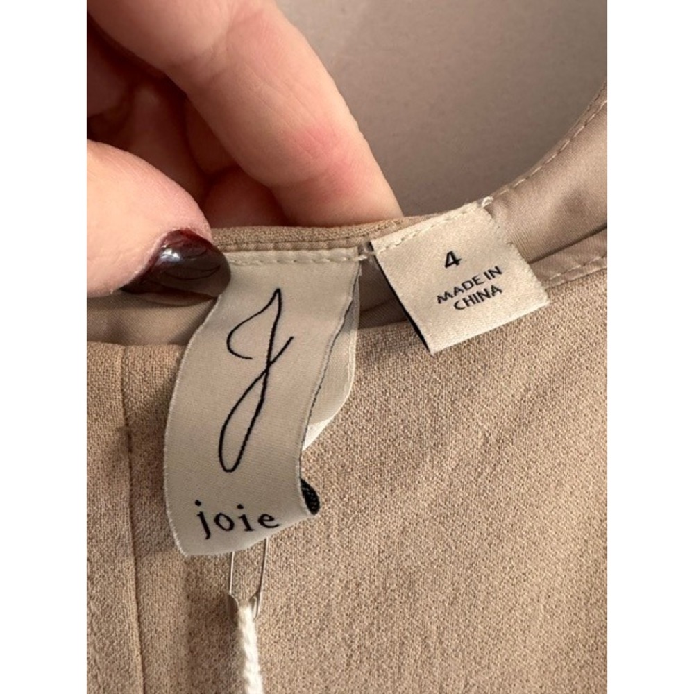 Joie Tan Beige Sleeveless Scoop Neck Midi Dress with Pockets Size 4 NWT - Picture 6 of 8